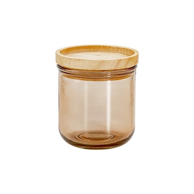 Банка для сыпучих продуктов, 350 мл, стекло/дерево, коричневая, Jars, 63293