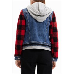 Chaqueta vaquera mangas cuadros
