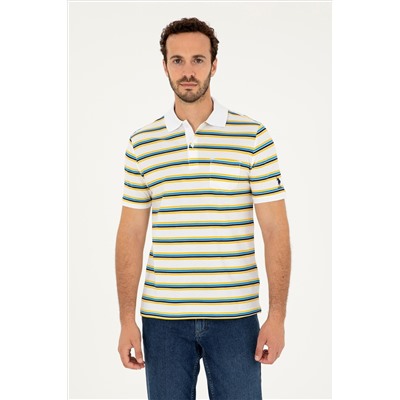 Erkek Regular Fit Polo Yaka Beyaz Tişört