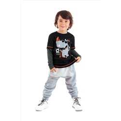 Denokids Rhino Erkek Çocuk Siyah T-shirt Eşofman Altı Takım CFF-23K1-027