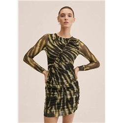 Vestido fruncido estampado -  Mujer | MANGO OUTLET España