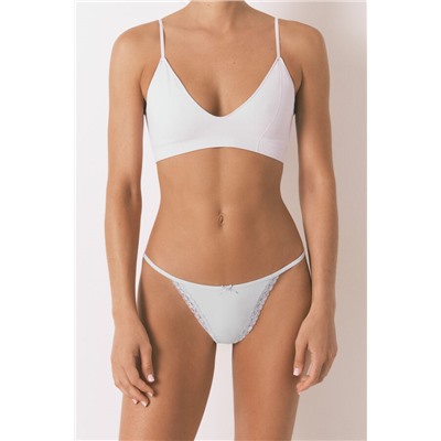 Tanga microfibrafibra tira encaje lila
