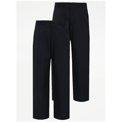 Boys Navy Plus Fit Regular Leg School Trouser 2 Pack