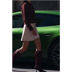 FAUX SUEDE SKIRT WITH BELT