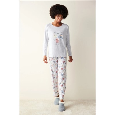 Penti Sweaters Uzun Kollu Açık Gri Pijama Set PND9XIC623SK-AGJ