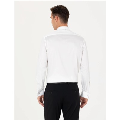 Beyaz Slim Fit Uzun Kollu Basic Gömlek