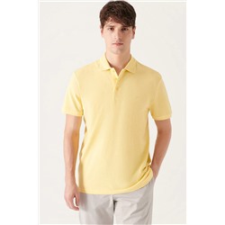 Sarı %100 Pamuk Serin Tutan Polo Yaka T-Shirt