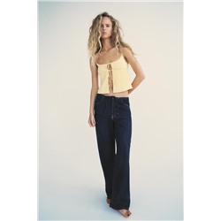 TEXTURED CROP TOP WITH RUFFLES