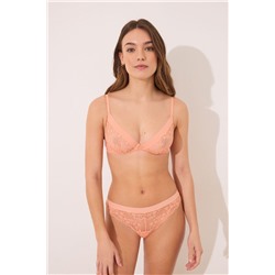 Braga clásica encaje naranja peach