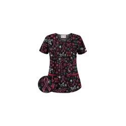 UA Celebrate Pink Black Scrub Top