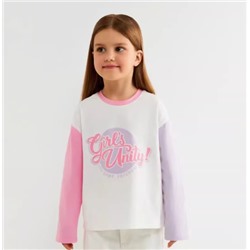 Лонгслив для девочекТкань: 95% хлопок + 5% эластан