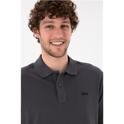 Erkek Regular Fit Polo Yaka Antrasit Basic Tişört