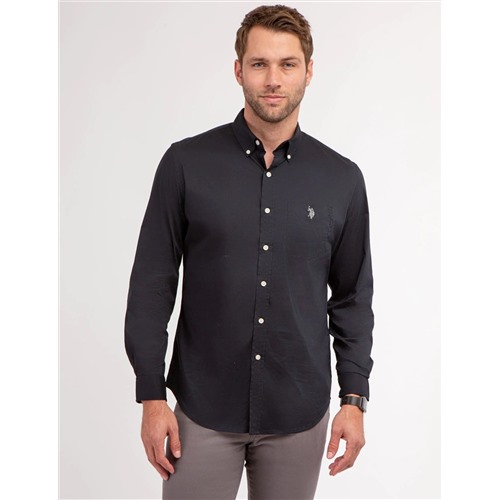 SOLID STRETCH POPLIN LONG SLEEVE SHIRT Размер XL, Цвет Black