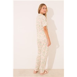 Pijama camisero algodón estampado rosa