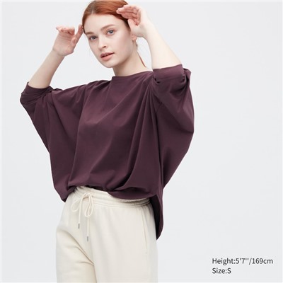 Cotton Dolman Oversized 3/4-Sleeve T-Shirt