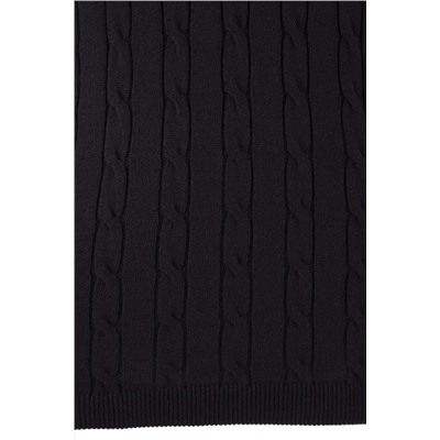 Lacivert Polo Yaka Saç Örgülü İnce Triko Bluz TBBAW26AF00005