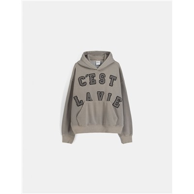 Boxy fit hoodie with patches