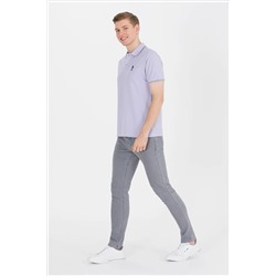 Erkek Lila Basic Polo Yaka Tişört