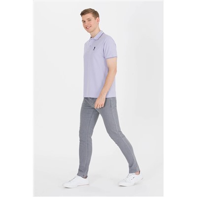 Erkek Lila Basic Polo Yaka Tişört