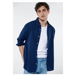 Mavi Tek Cepli Lacivert Denim Gömlek Loose Fit / Bol Rahat Kesim 0210685-18790