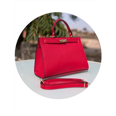 Итальянская сумка из натуральной кожи Ab.Zapatos PELLE Birkin/2 (720) rojo