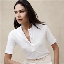 ELBOW-SLEEVE COTTON HENLEY
