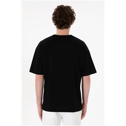 Erkek Comfort Fit Bisiklet Yaka Siyah Merserize Basic Tişört