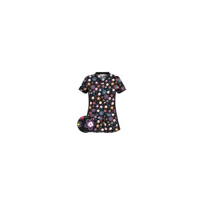 UA Wild Garden Black Scrub Top