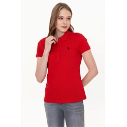 Kadın Kırmızı Basic Polo Yaka Tişört