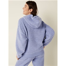 PINK SHERPA PULLOVER SWEATSHIRT