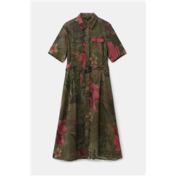 Vestido largo camisero tropical