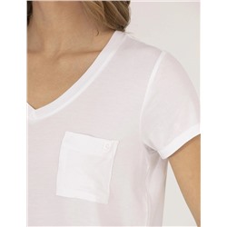 Beyaz Comfort Fit V Yaka Basic Tişört