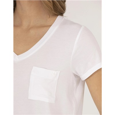 Beyaz Comfort Fit V Yaka Basic Tişört