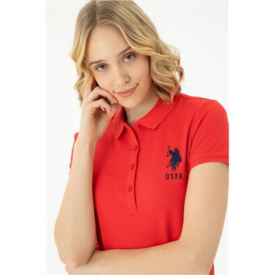 Kadın Kırmızı Polo Yaka Örme Elbise