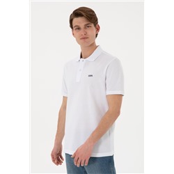 Erkek Regular Fit Polo Yaka Beyaz Basic Tişört