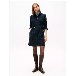 Long-Sleeve Belted Oxford Shirtdress