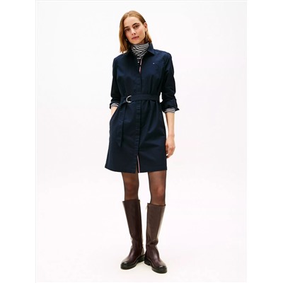 Long-Sleeve Belted Oxford Shirtdress