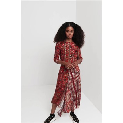 Vestido viscosa estampado étnico