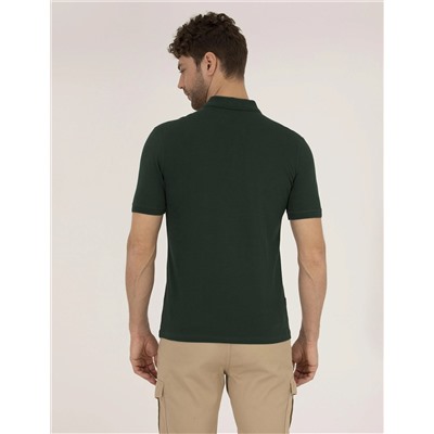 Koyu Yeşil Slim Fit Polo Yaka Basic Tişört