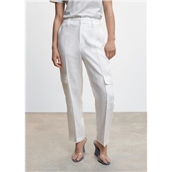 Pantalón lino estilo cargo