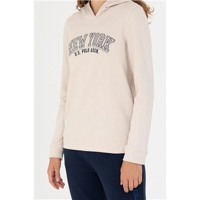 Kadın Krem Kapüşonlu Sweatshirt