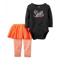 2-Piece Halloween Bodysuit & Tutu Pant Set