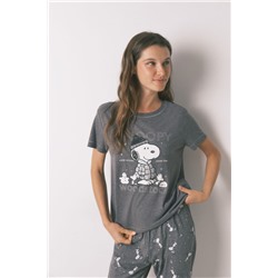 Pijama largo manga corta 100% algodón Snoopy