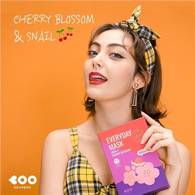 Snail & Cherry Blossom Everyday Mask (10ea), Осветляющая маска с муцином улитки и экстрактом сакуры