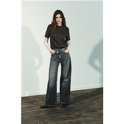 JEANS TRF WIDE LEG CINTURA CRUZADA TIRO ALTO