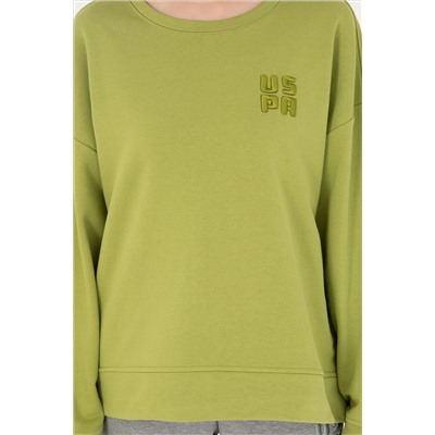 Kadın Fıstık Yeşili Basic Bisiklet Yaka Sweatshirt
