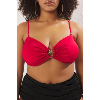 Kırmızı Straplez Premium Aksesuarlı Mix&Match Bikini Üstü TBBSS25CT00003