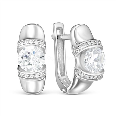 Серьги из серебра с фианитами родированные 925 пробы 121-10-15р