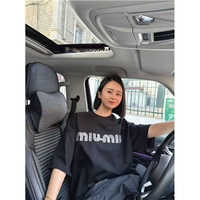 Футболка Miu Mi*u 🩷    Материал: плотный хлопок (330гр)