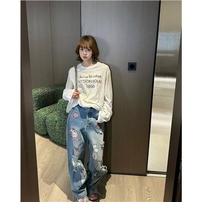 Женские джинсы Acne Studio*s x Moomi*n 🕺  Реплика 1:1